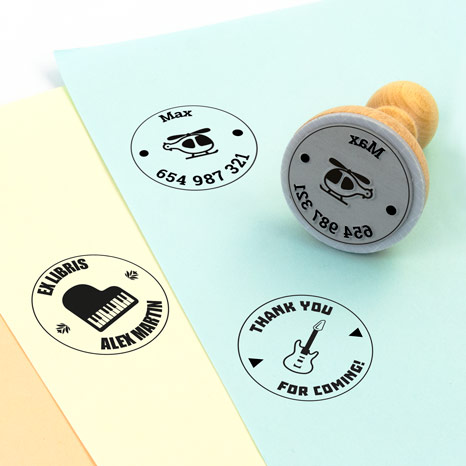 Round Personalized Stamp with 4 Lines of Text